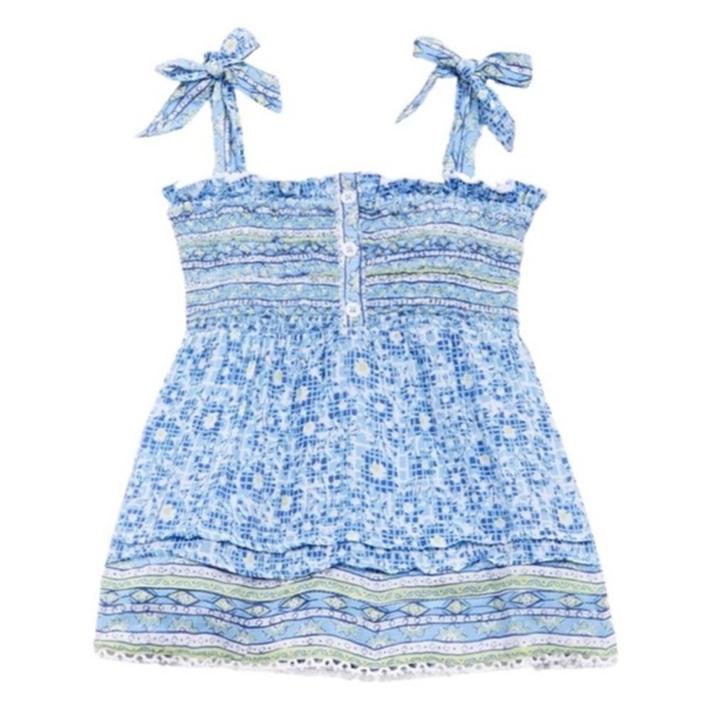 POUPETTE ST. BARTH GIRLS CINDY SMOCKED FLORAL PRUNT TOP